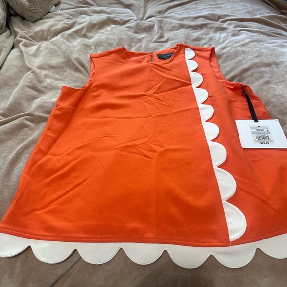 Victoria Beckham x Target Scallop Trim Orange and White Sleeveless Blouse L NWT - Picture 2 of 3